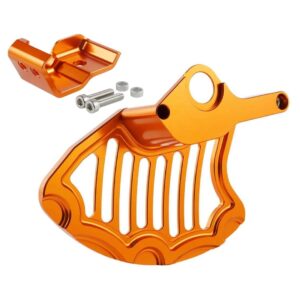 NICECNC Front Brake Disc Guard with Right Lower Fork Guard KTM Husqvarna EXC/EXCF 2016-2026 (Orange)