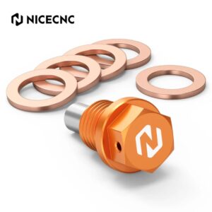 NICECNC Magnetic Oil Drain Plug Bolt KTM Husqvarna EXC/EXCF 1998-2026, 690/701 Enduro 2008-2024 (Orange)